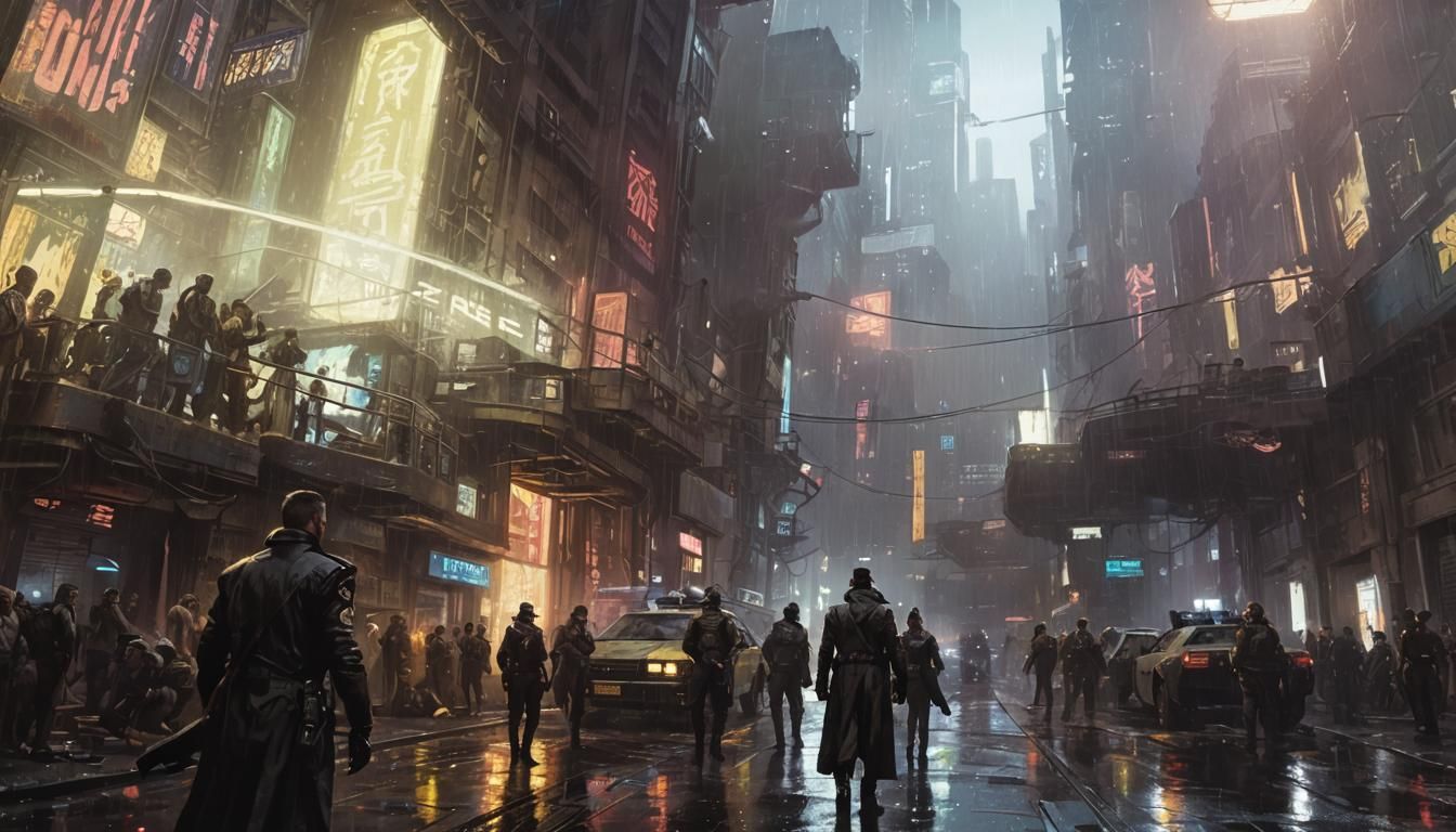 Cyberpunk Rebellion: A Blade Runner Inspired Painting