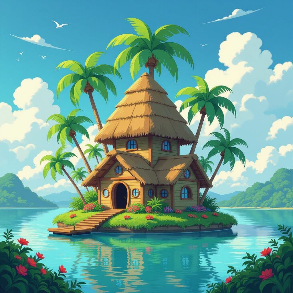 Lush Floating Island Inspired by Animation Art