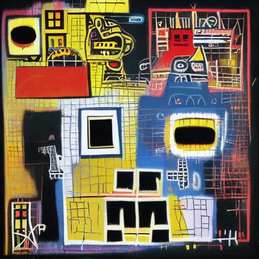 Space Invaders in Abstract Cubism Style