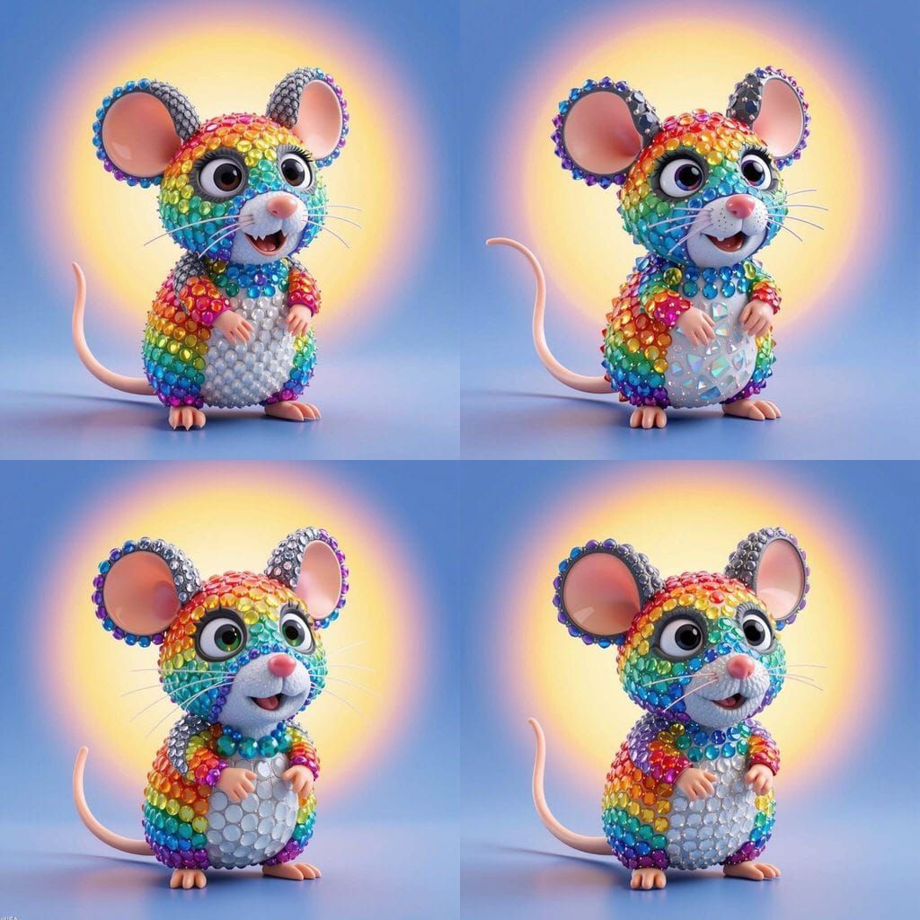 Adorable Gemstone Mouse in Pixar 3D Style