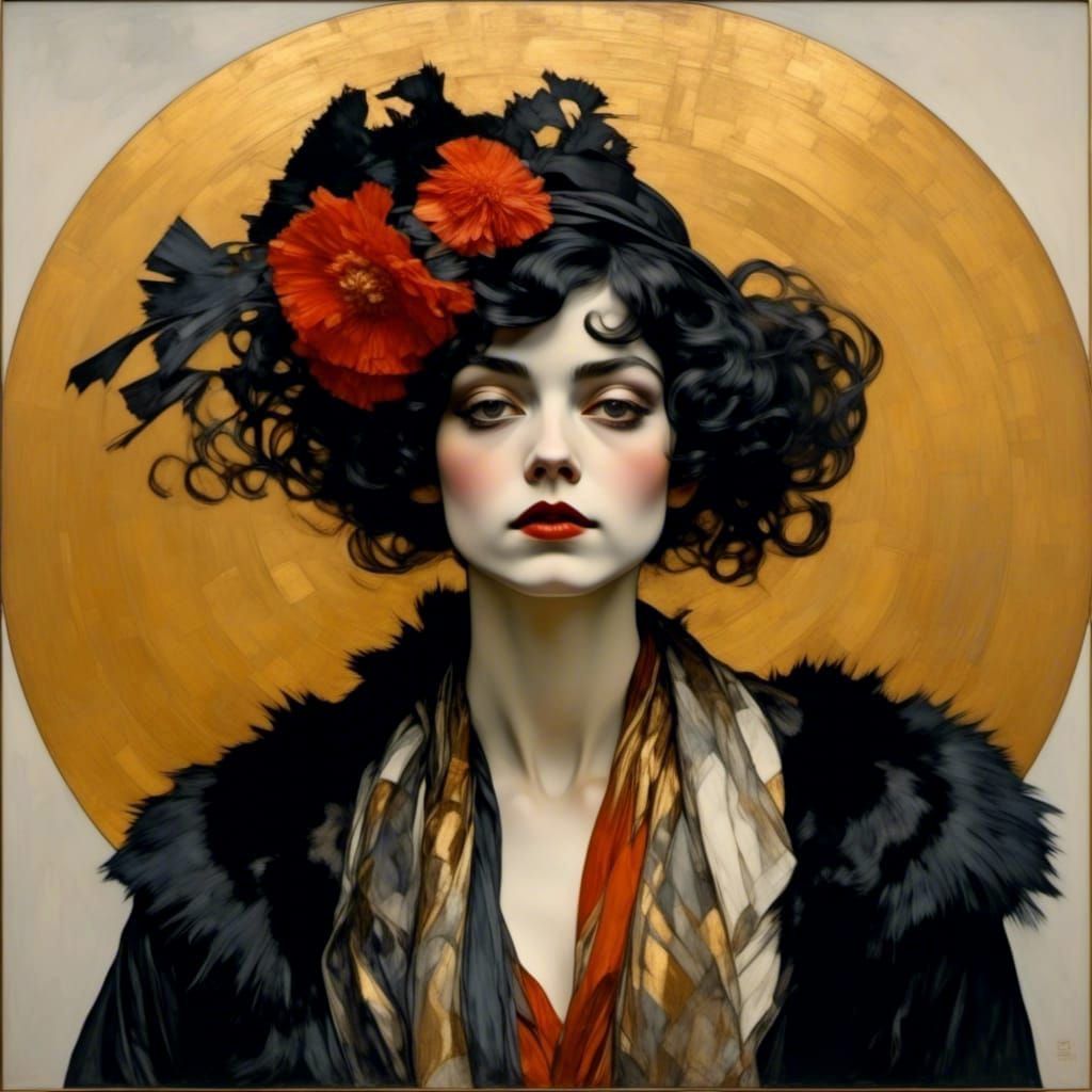 Jazz Age Woman in Psychedelic Autochrome Style