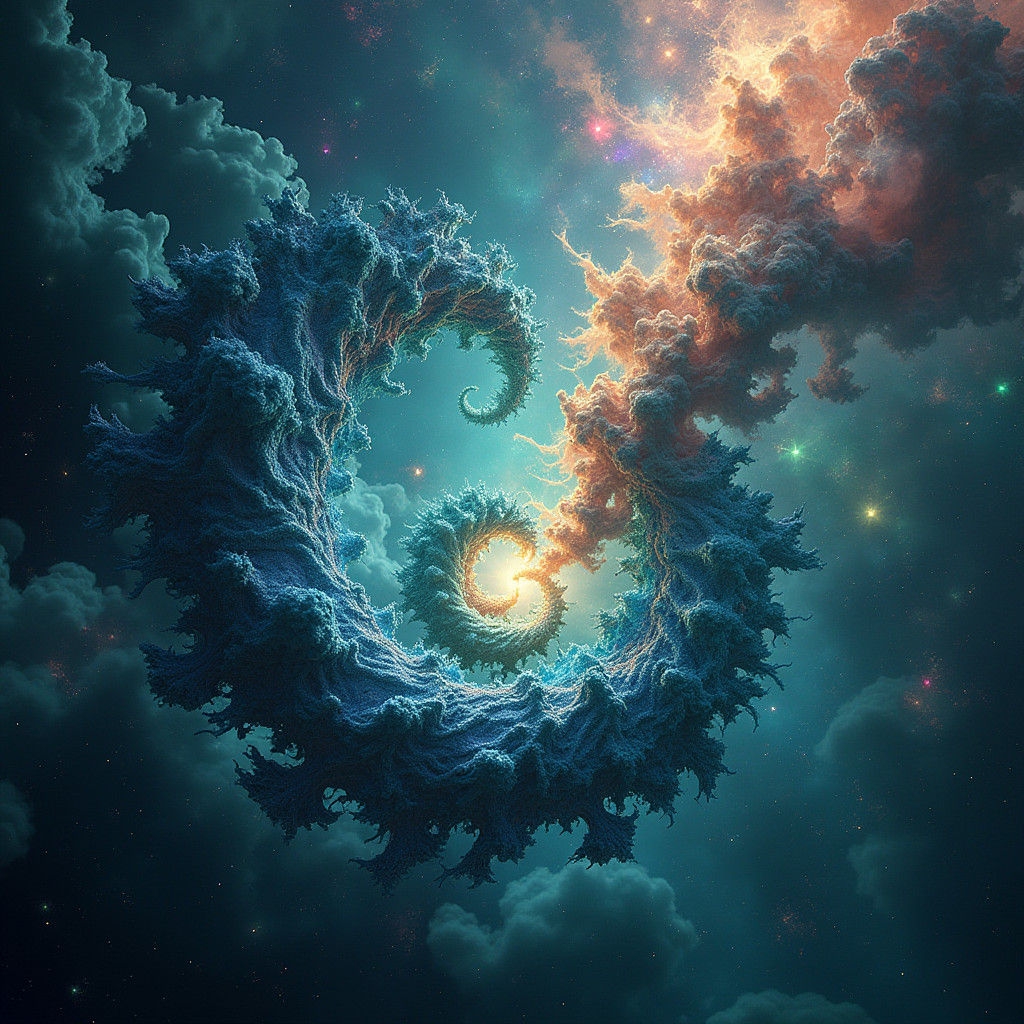 Ethereal Fractals Birthing Worlds in Cosmic Dreamscape