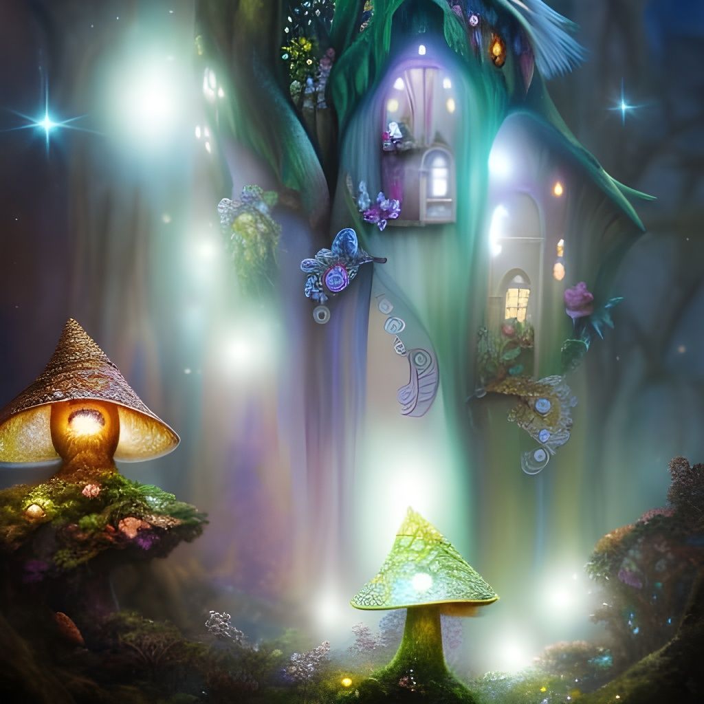 Enchanted Fairy Mushroom House in Vibrant Colors