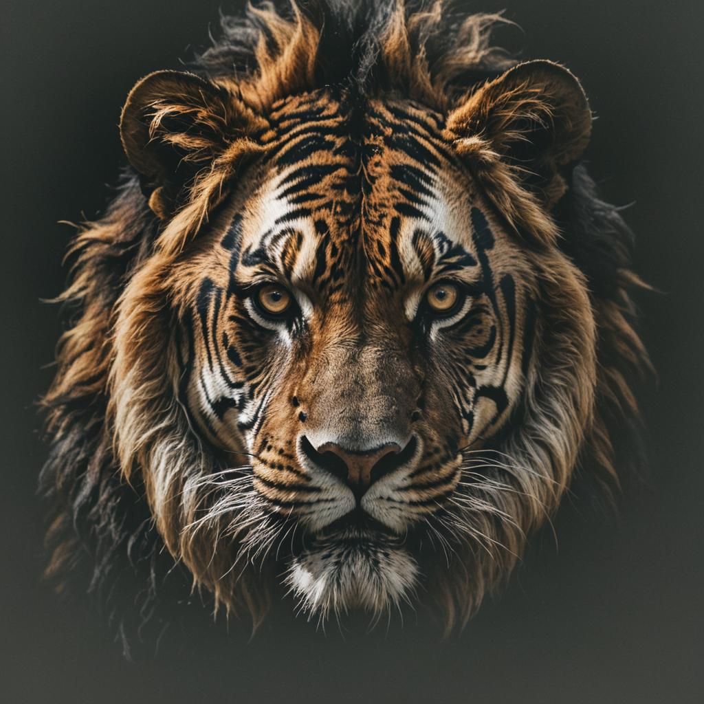Dramatic Lion-Tiger Hybrid in Cinematic Style