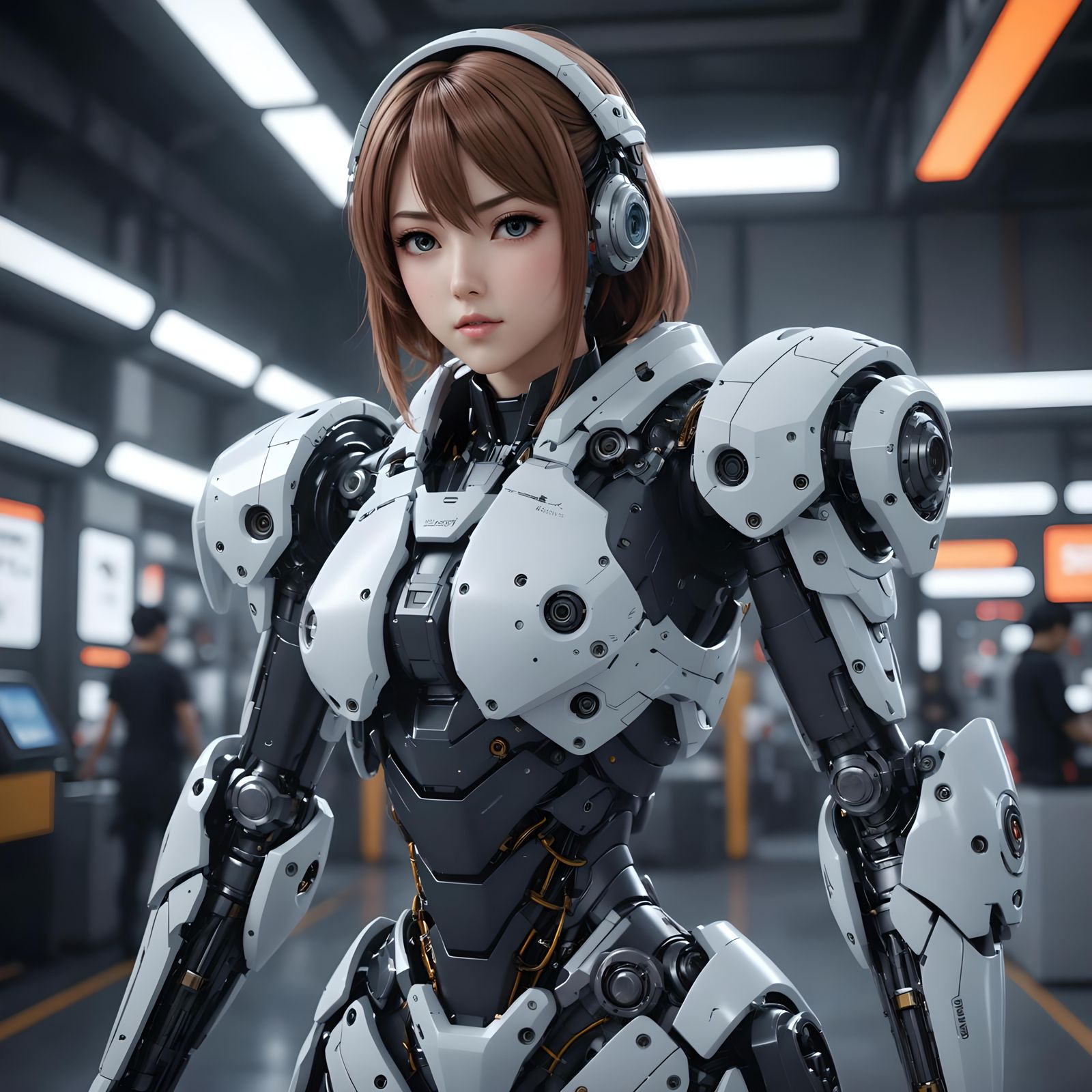 Anime Girl Integrated with Biomechanic Machine in 3D