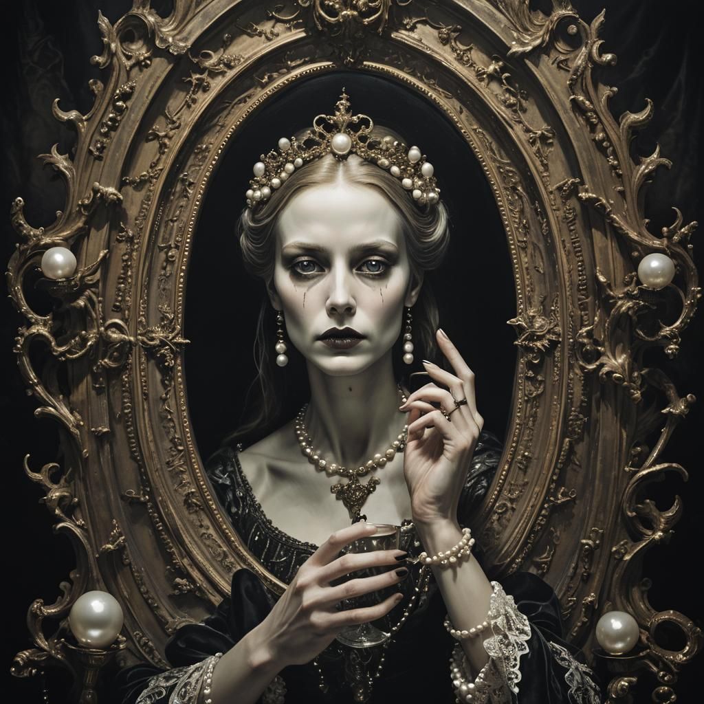 Gothic Woman and the Terrifying Mirror Reflection