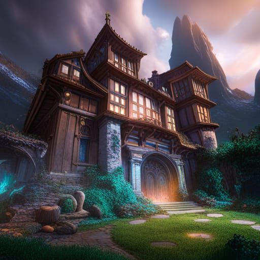 Fantastical Building in Detailed Matte Painting Style