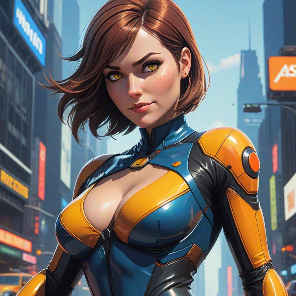 Sensual Fantasy Concept Art of a Voluptuous Woman in Latex S...