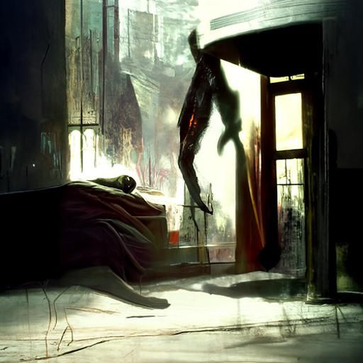 Sinister Nightmare of Sleeping Man in McKean Style
