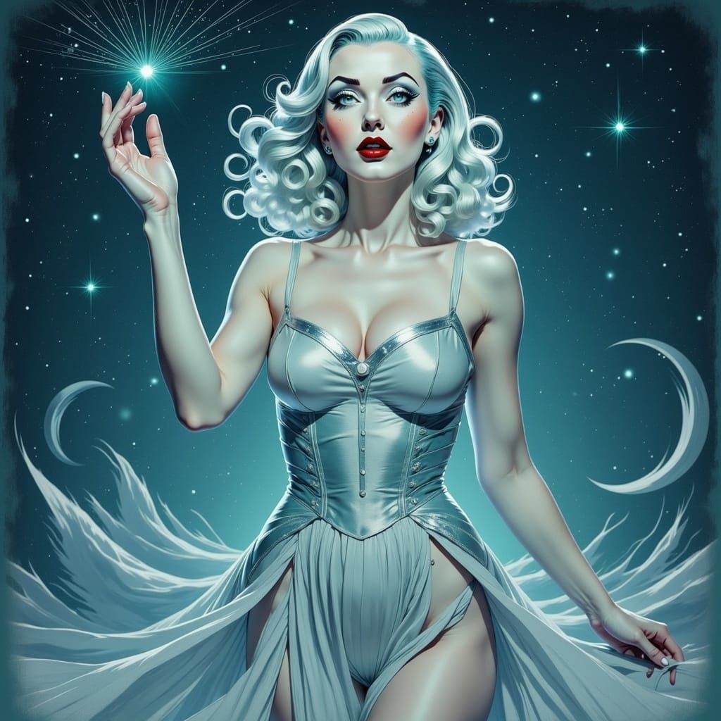 Ethereal Stardust Woman in Anime Style