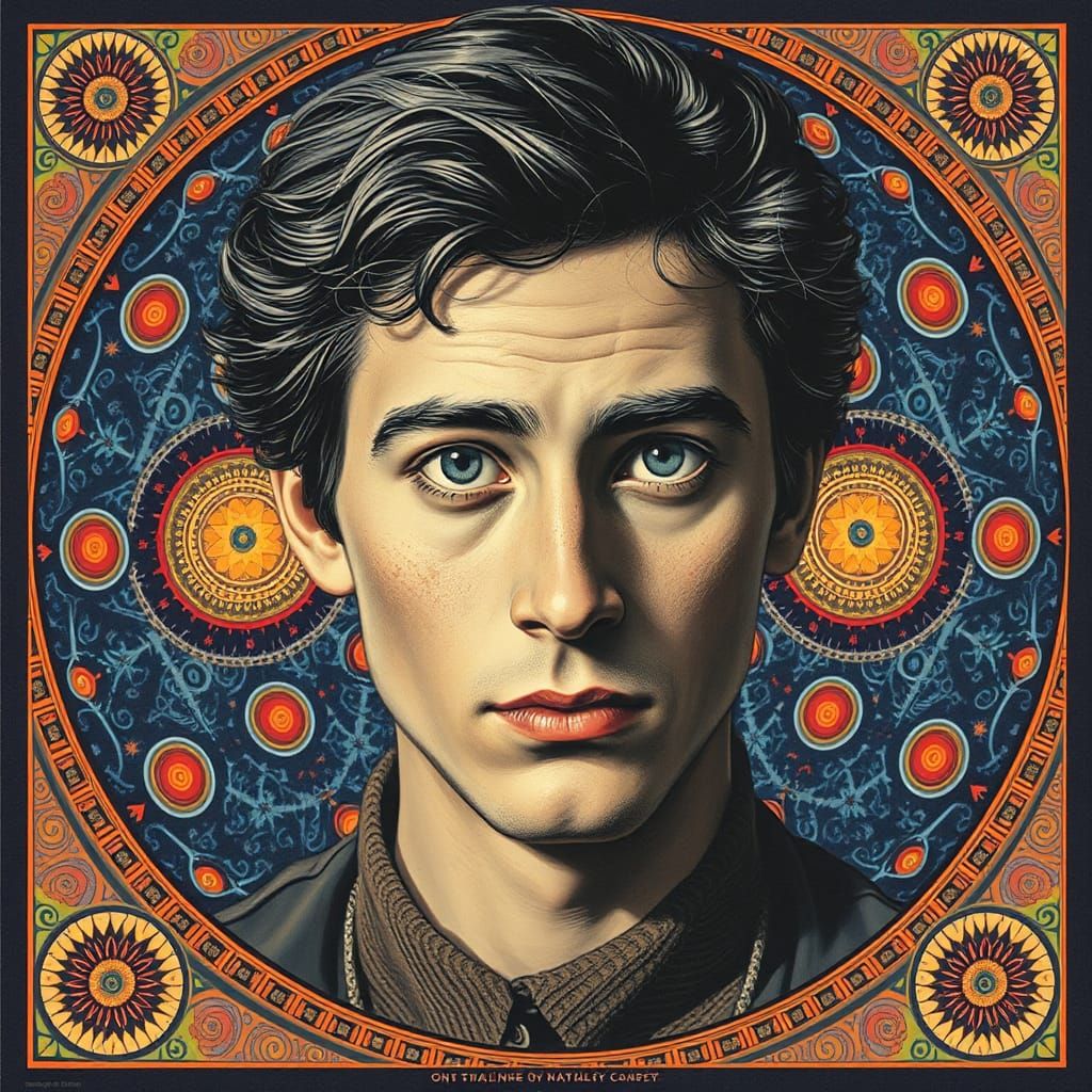 Timothy Leary Portrayed in Vibrant Art Nouveau Poster