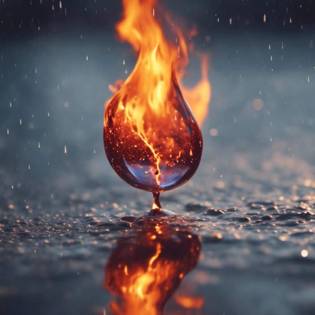 Burning Flame Encased in Water Droplet