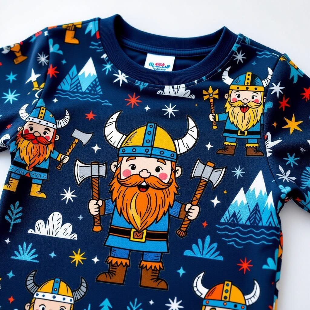 Playful Viking Illustrations for Children's Clothing Line