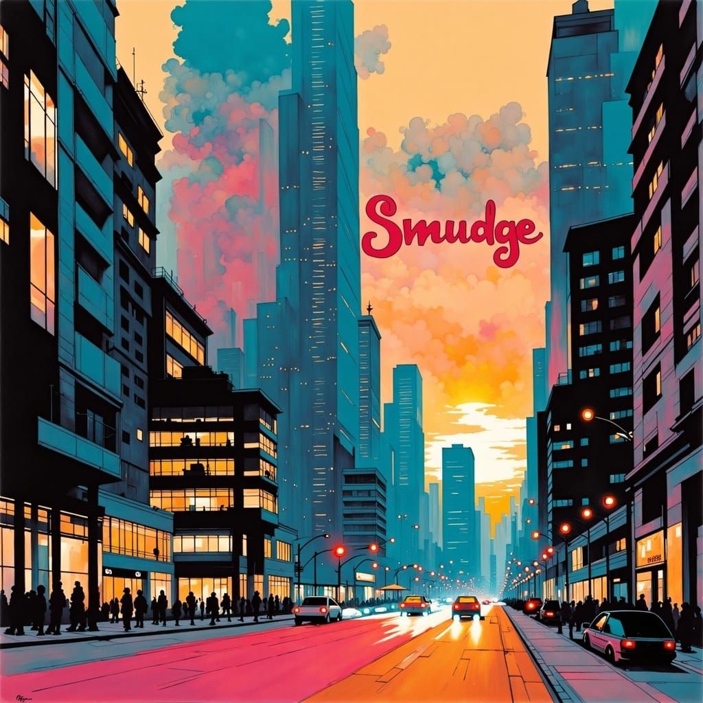 Futuristic Cityscape Artbook Cover in Mixed Media Style