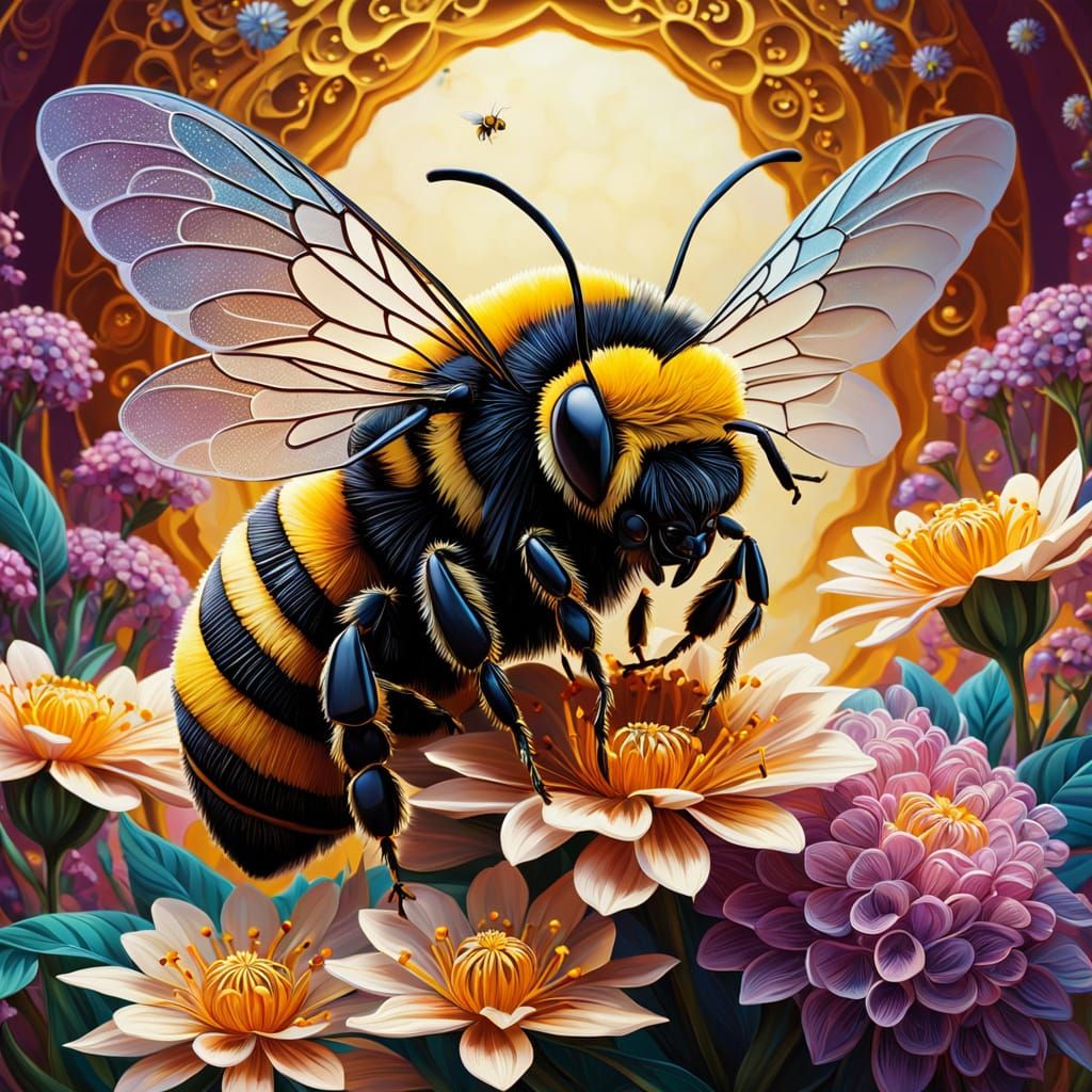 Bumblebee in Neo-Impressionist Expressionist Style