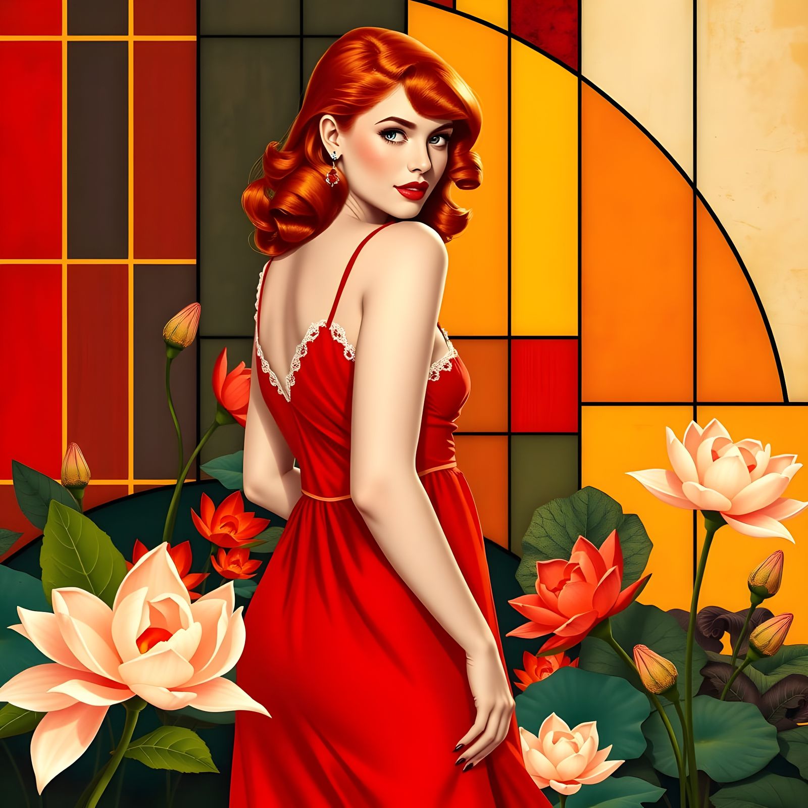 Red Head Pin Up