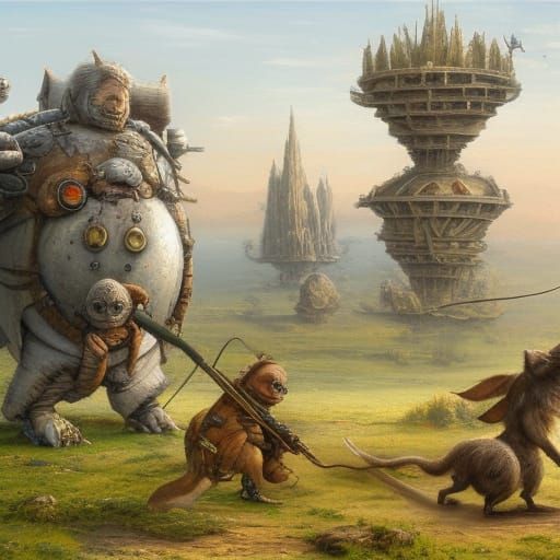 Dogs Relaxing with Galaxy Background, Detailed Illustration