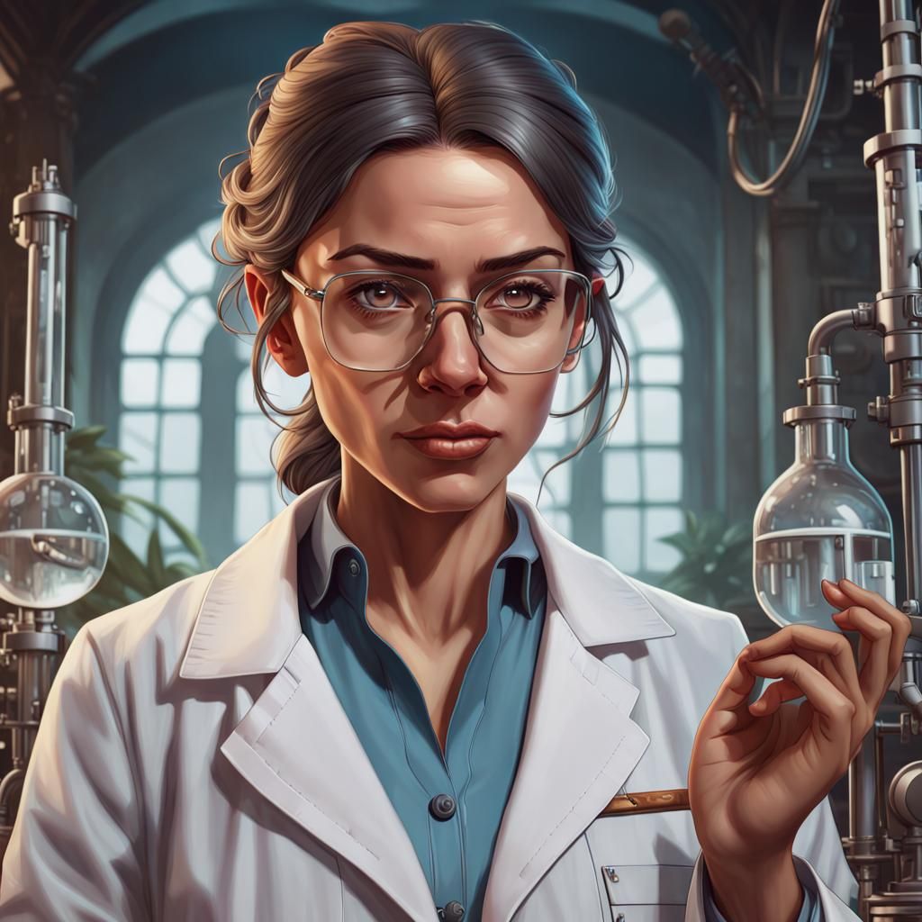 Cuban Scientist Portrait in Art Nouveau Style