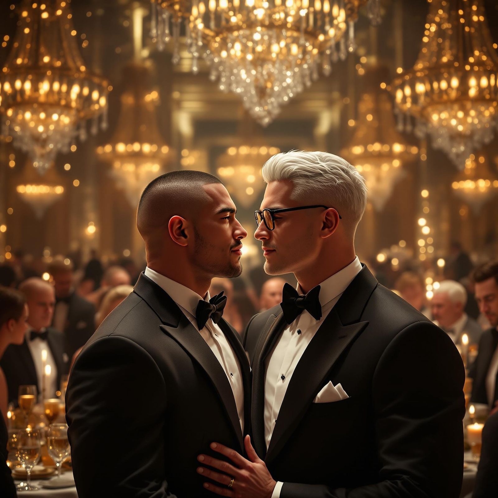 Handsome Asian Athlete and Nordic Boyfriend at Gala
