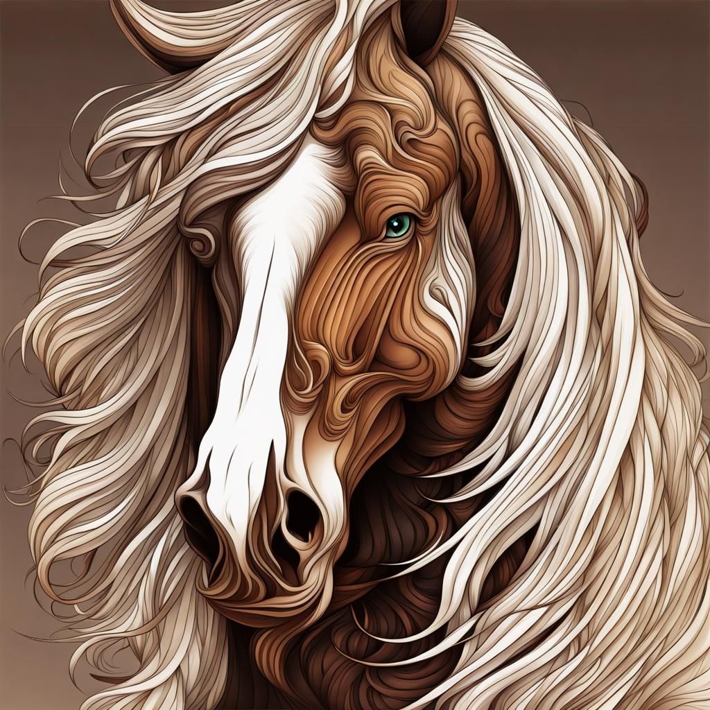 Chocolate Clydesdale with Blonde Mane and Fractal Elements
