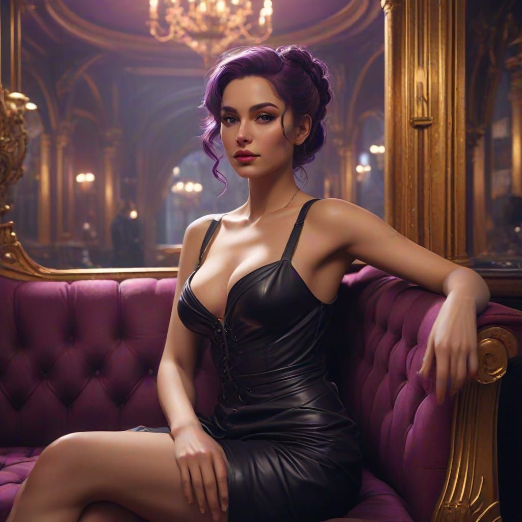 Sultry Gothic Pin-Up Siren Reigns Supreme in Dark, Luxurious...