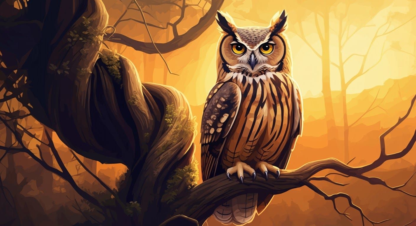 Owl in Golden Hour: A Surreal, Futuristic Vision