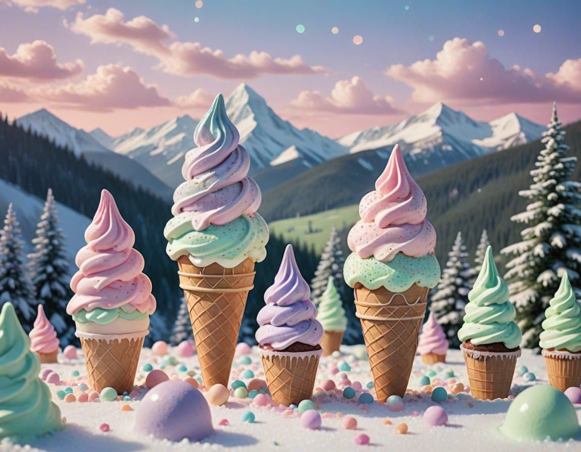 Vibrant Winter Wonderland in Pastel Hues, Inspired by Candyl...