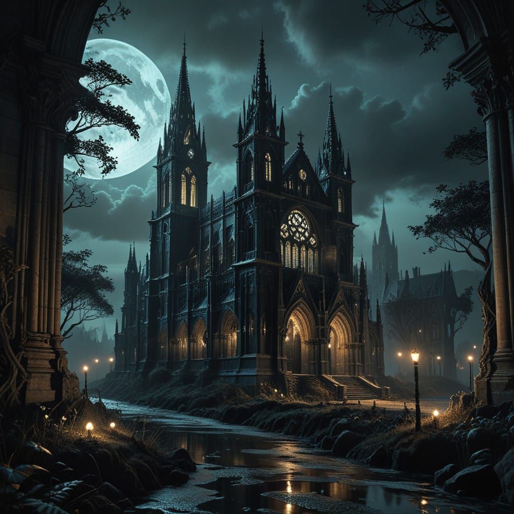 Gothic Cathedral of Intricate Lace Work in Hyperrealism