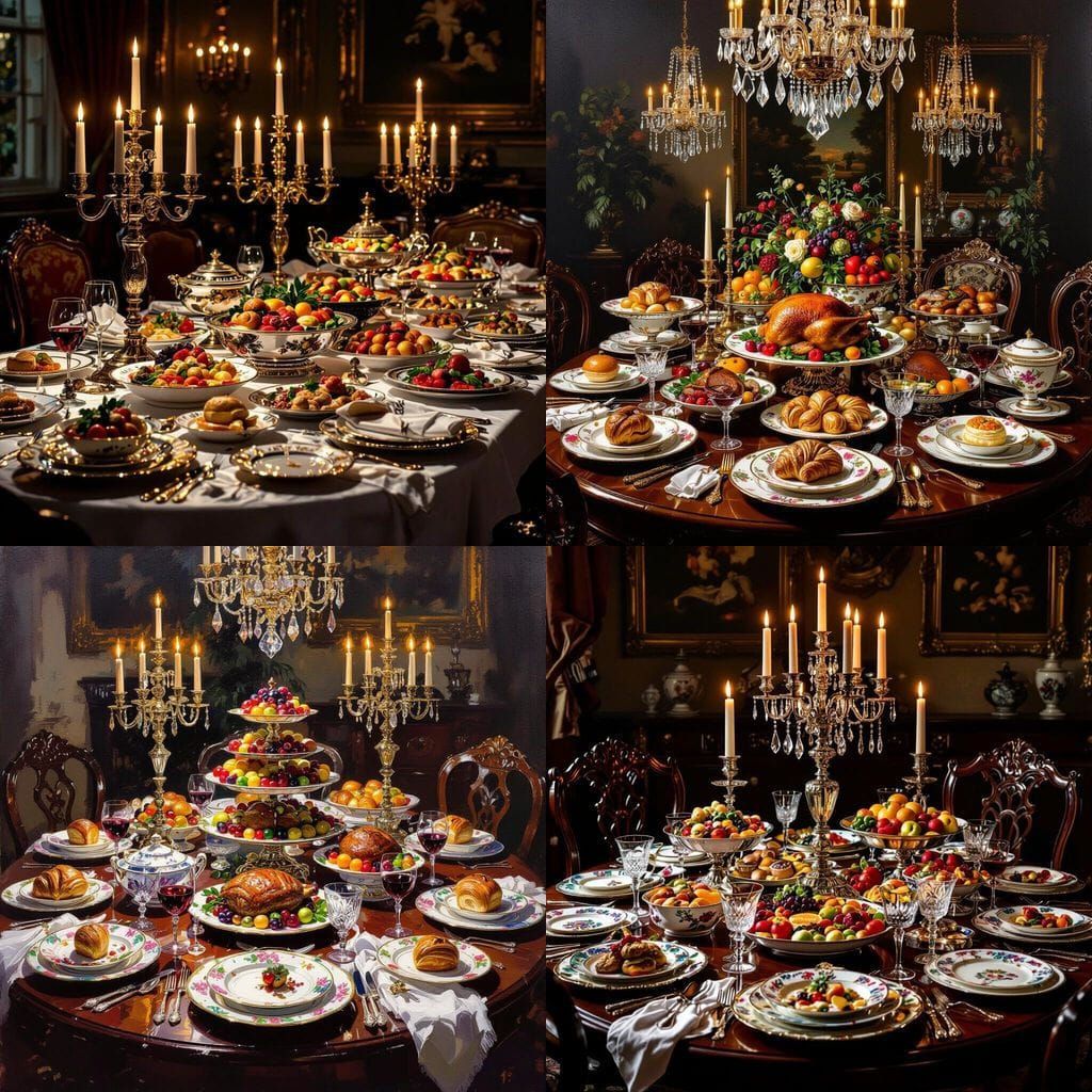 Victorian Era Feast: Luxurious Dining Table
