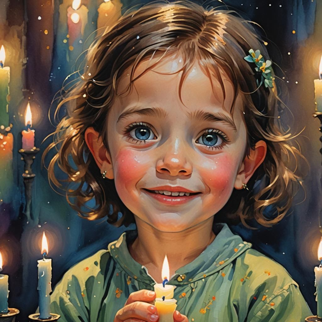 Enchanted Child Stares into Candlelight