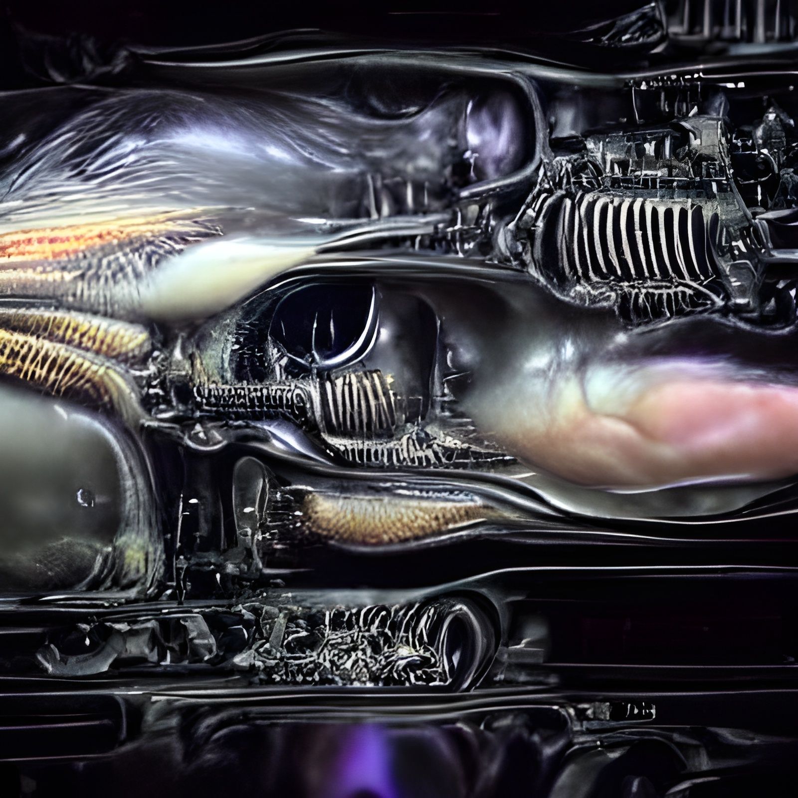 Biomechanical Machine Interior in Holographic Style