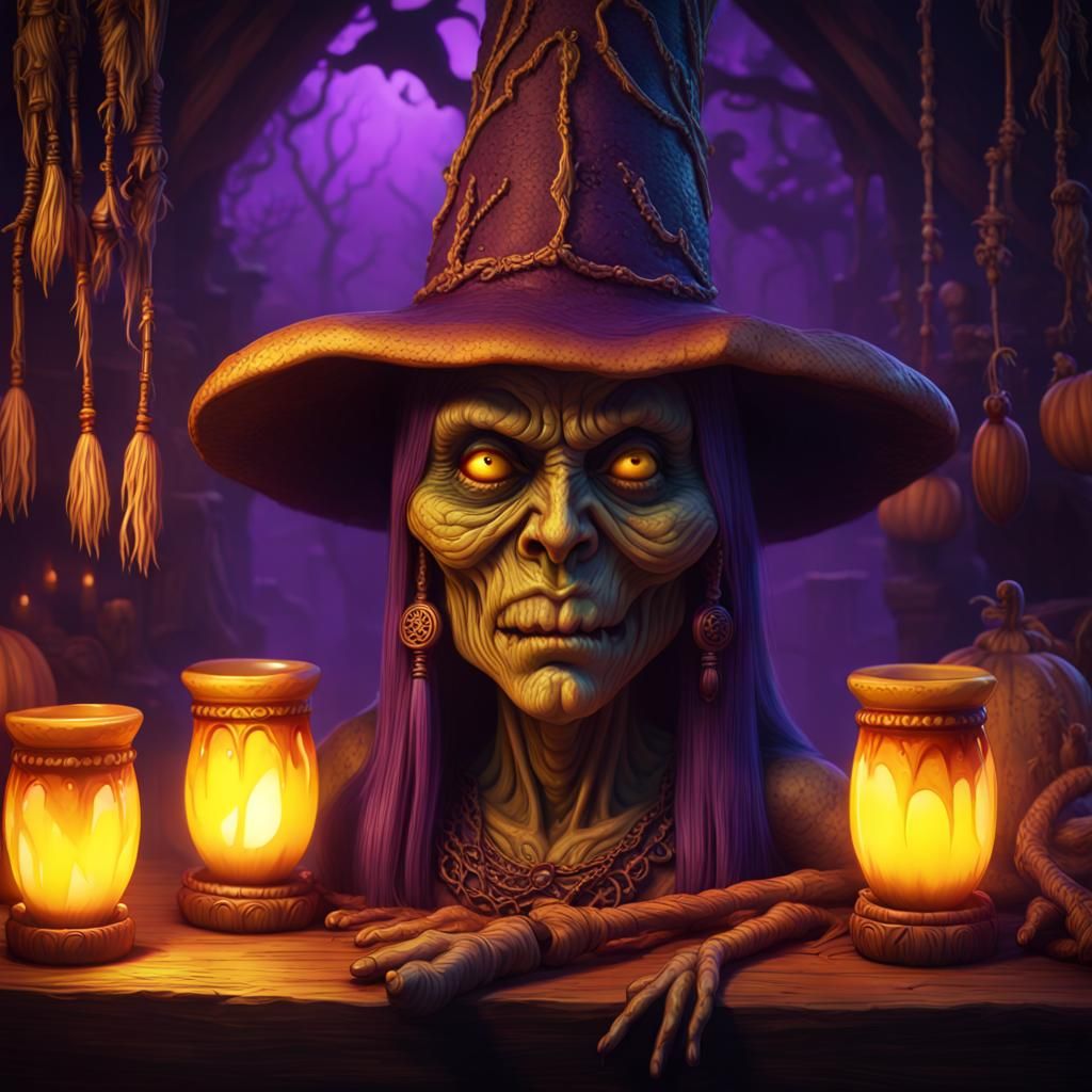 Spooky Halloween Tiki Mugs in Dark Fantasy Style