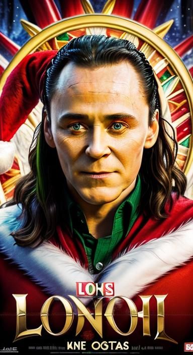 Loki as Santa Claus in Los Angeles, Impasto Style