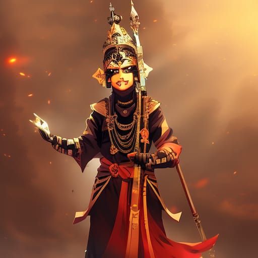 Dark Gothic Lord Krishna DJ in Anime Style