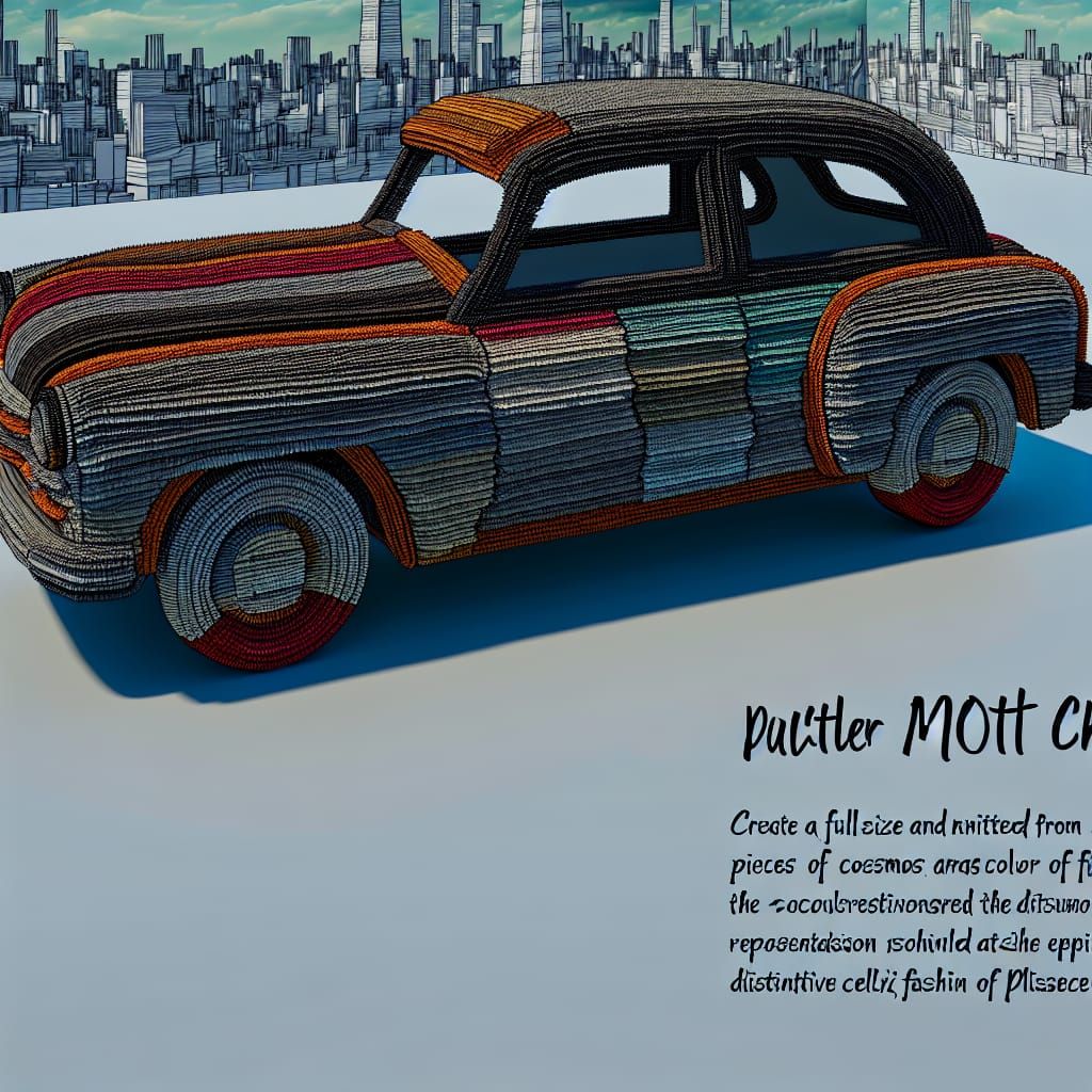 Plissé Fabric Car in Cinematic Cityscape