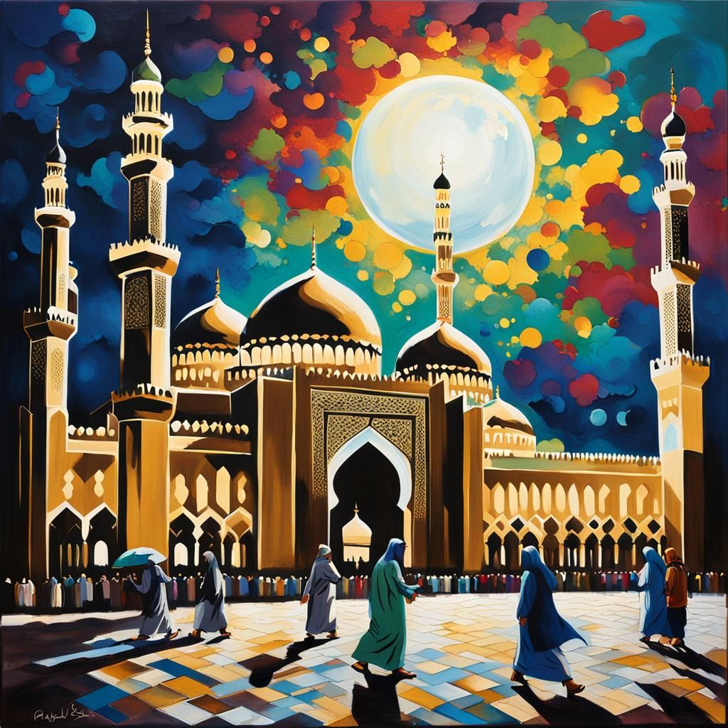 Madinah Prophet's Mosque in Graffiti Art Style