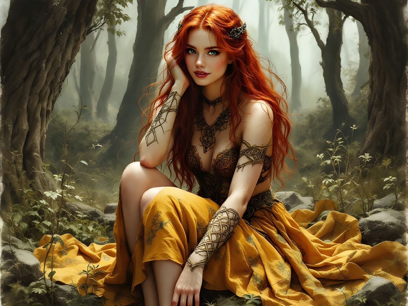 Norse Goddess in Charcoal Sketch Style