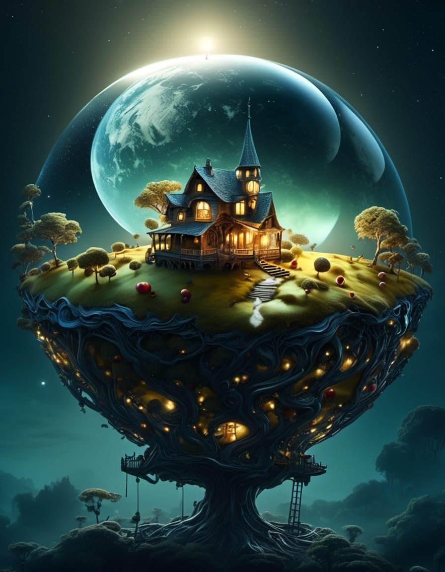 Glass Apple Planet Earth in Universe