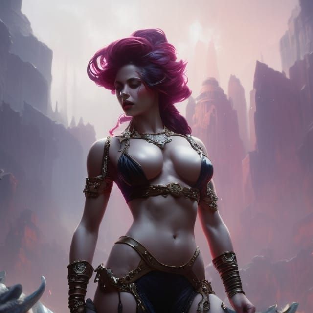 Muscular Devil Girl in Dark Fantasy Style