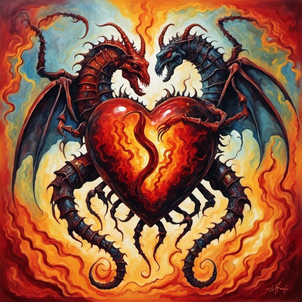 Demonic Scorpion Heart in Bold Style
