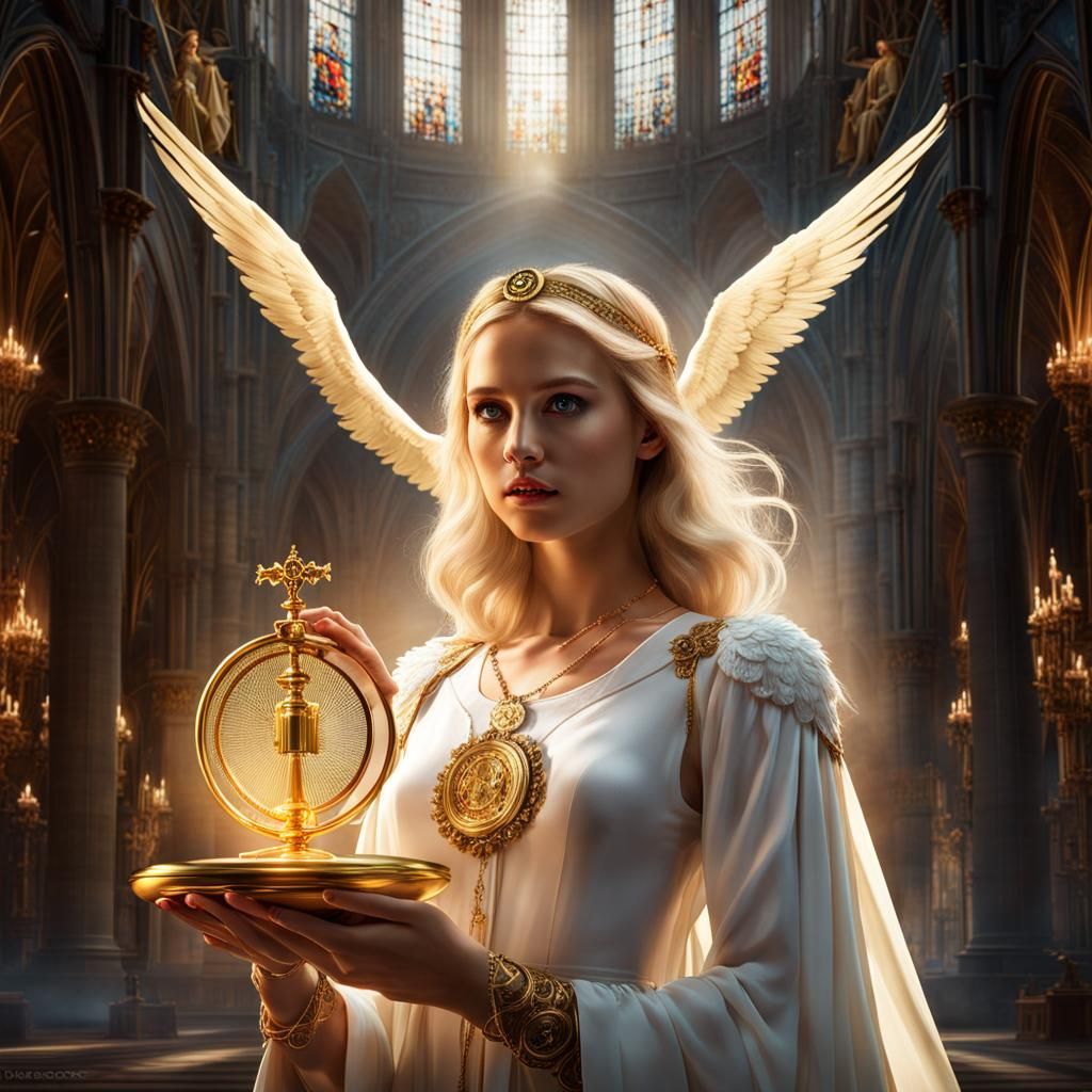 Angelic Teenager in Cathedral, Fantasy Concept Art