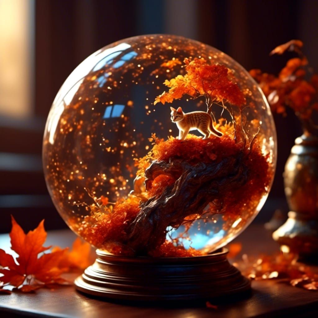 Cat in Globe: Dreamlike Art by Ashraful Arefin