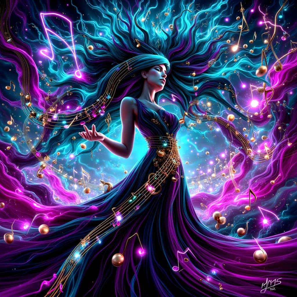 Surreal Musician in Electric Neo-Expressionist Vortex