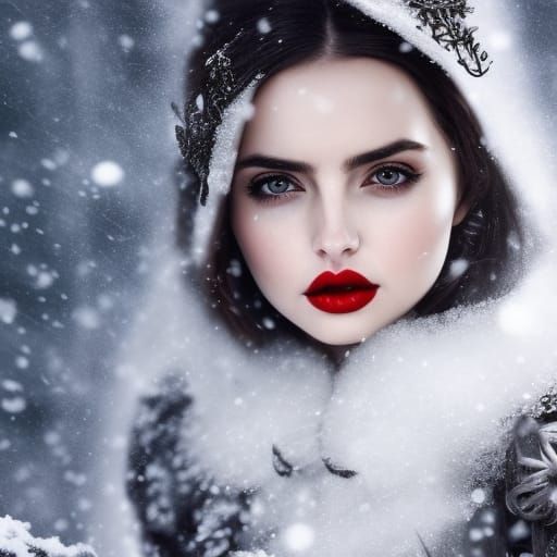 Fairytale Portrait of Woman in Snow, Anne Stone Style