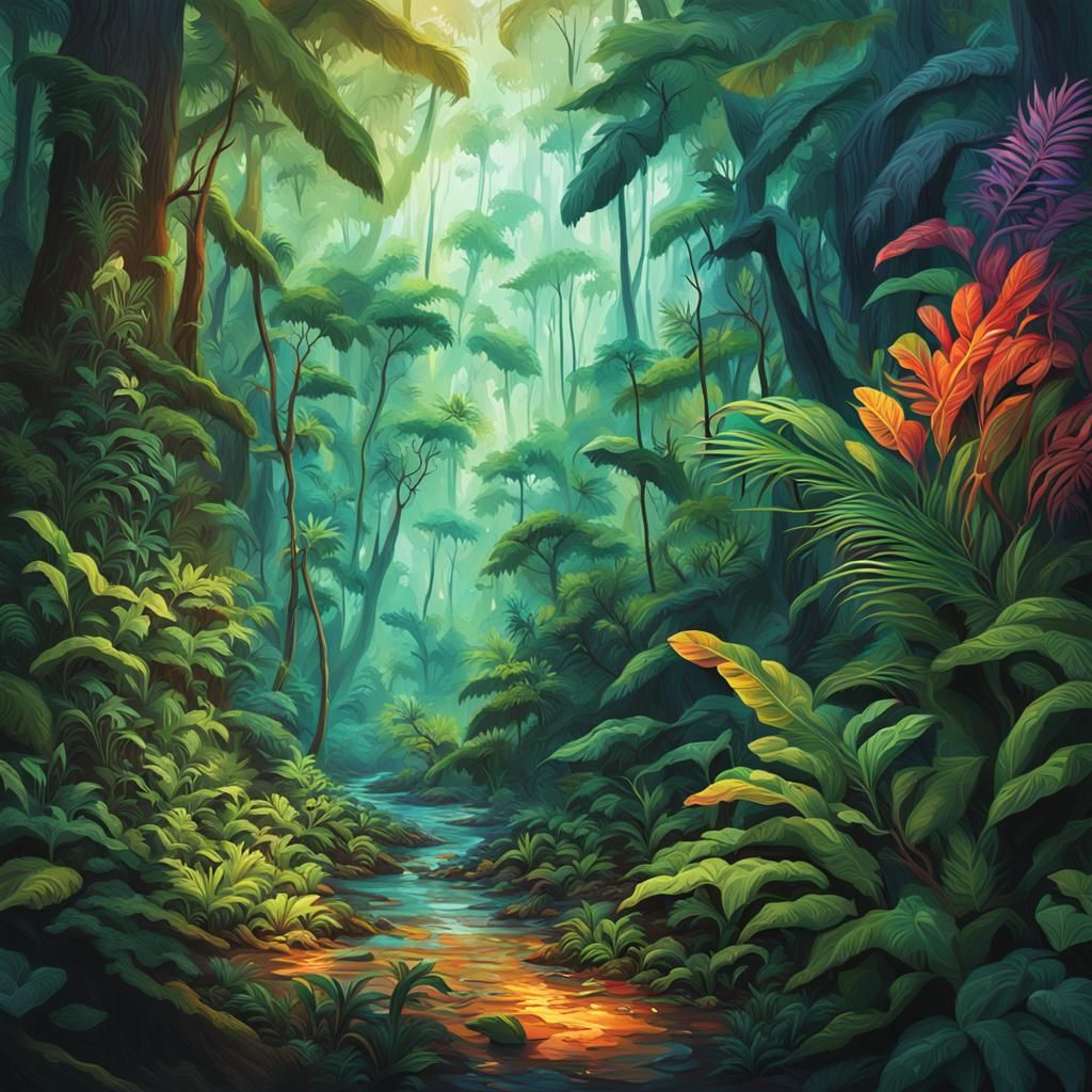 Hyperrealistic Rainforest Concept Art