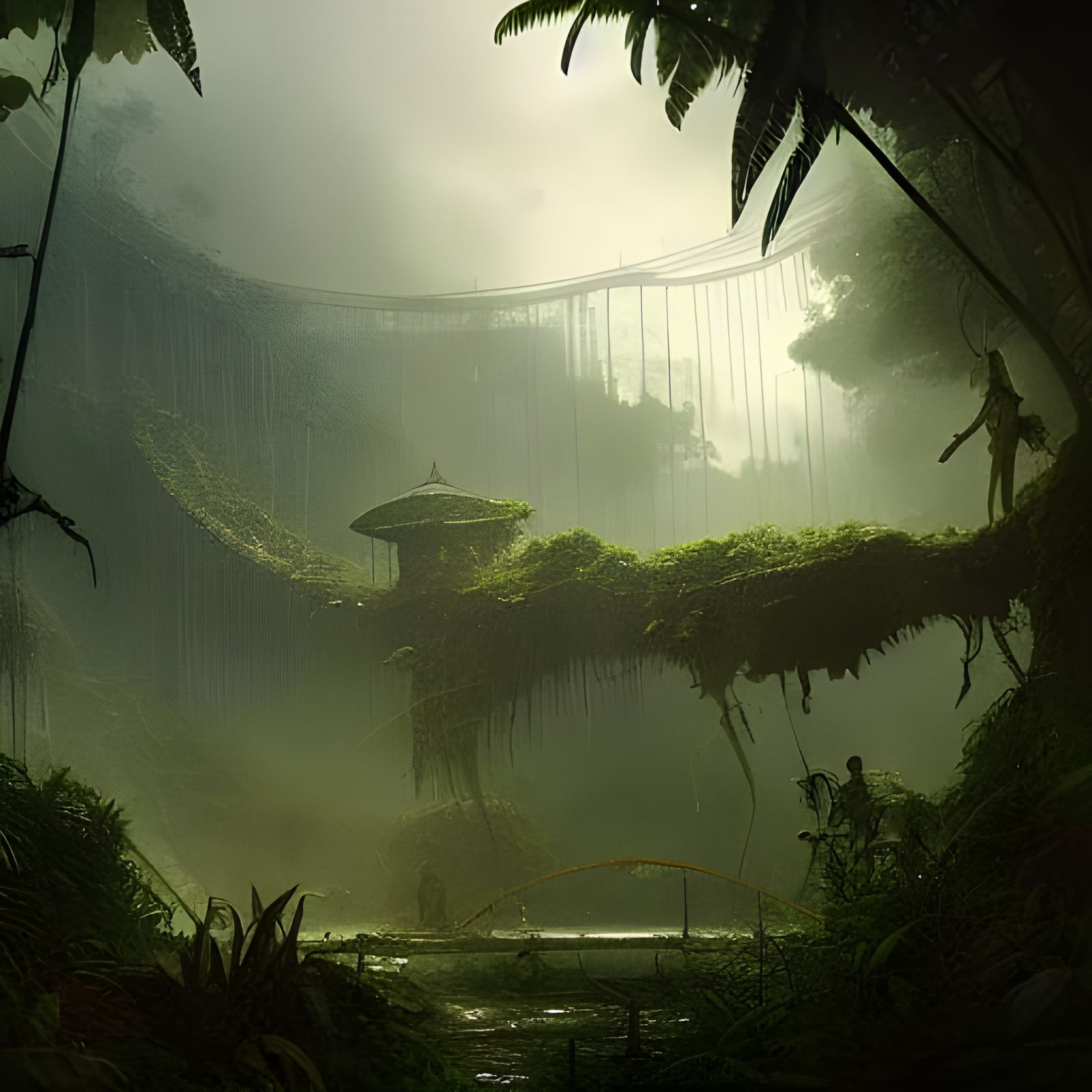 Solarpunk Jungle City Besieged: Digital Matte Painting