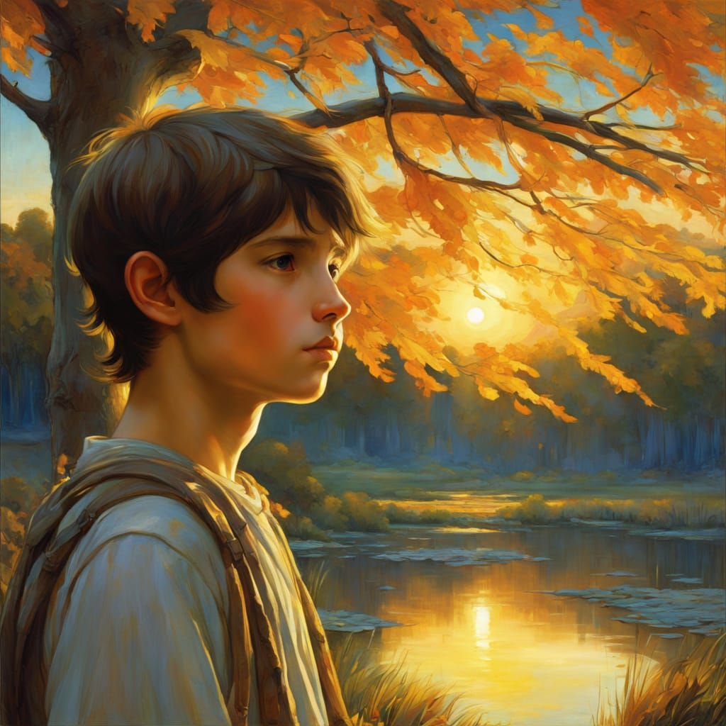 Boy Bathed in Luminous Dawn Light