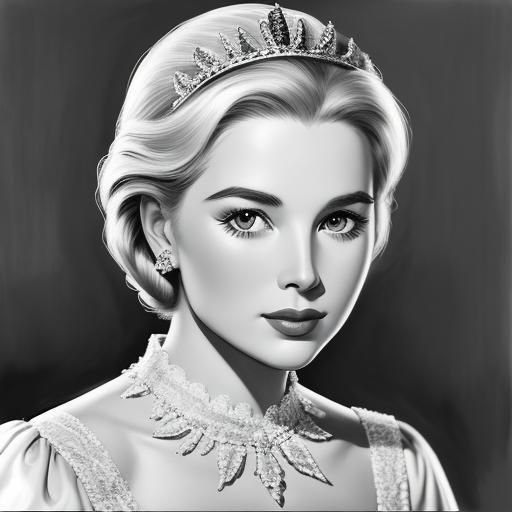 Grace Kelly: Black and White Portrait with Pink Accents