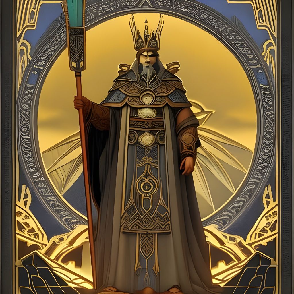 Odin in Alphonse Mucha Style with Crow