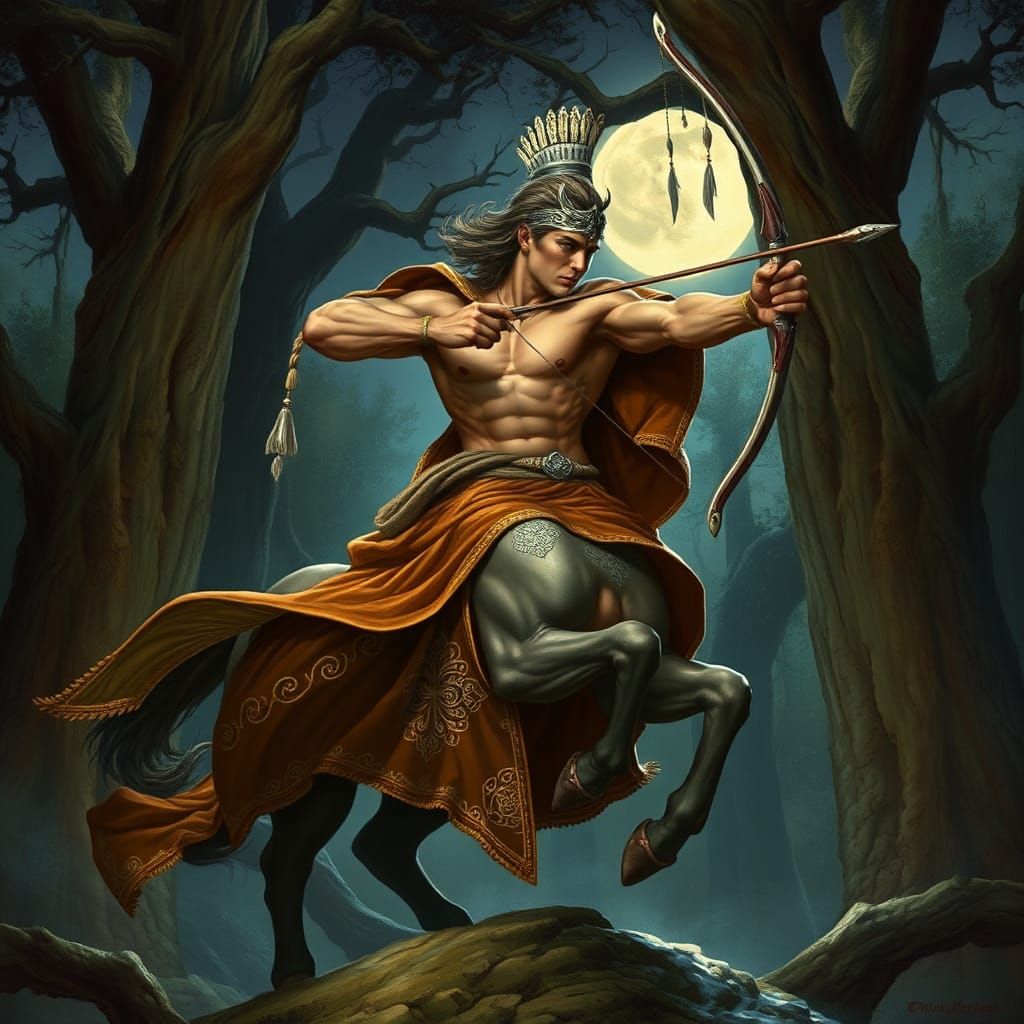 Moonlit Centaur Archer in Fantasy Style